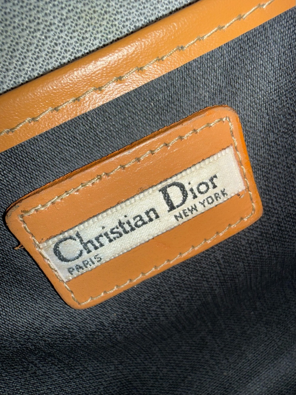 Vintage Christian Dior Clutch Black Canvas CD Logo Leather Trim Zip Pouch - Picture 5 of 8